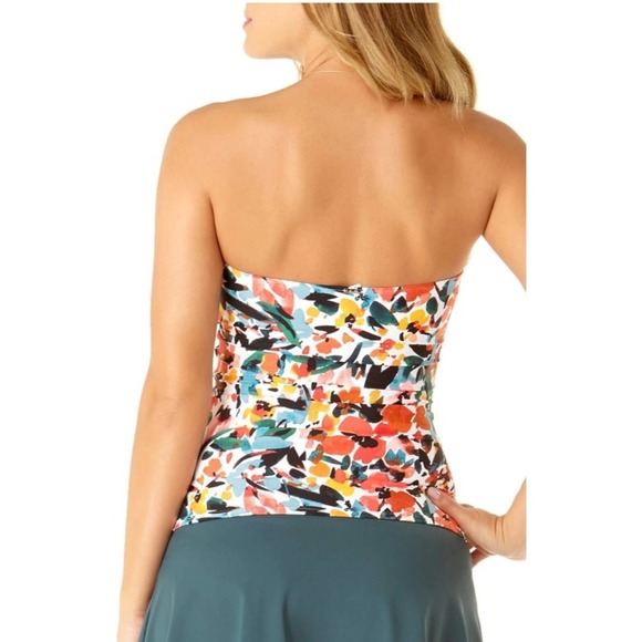 Anne Cole Twist Front Bandeau Tankini Swim Top XS - Picture 2 of 10